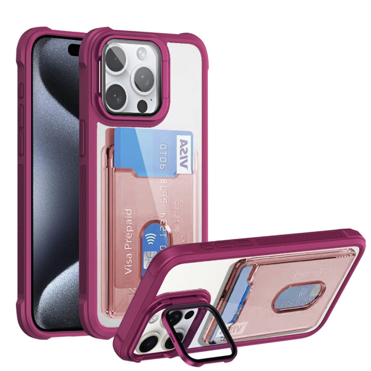 For iPhone 15 Pro Max Card Bag Holder Acrylic Hybrid TPU Phone Case