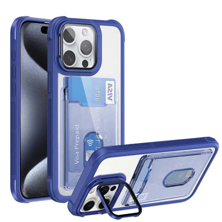 For iPhone 15 Pro Max Card Bag Holder Acrylic Hybrid TPU Phone Case