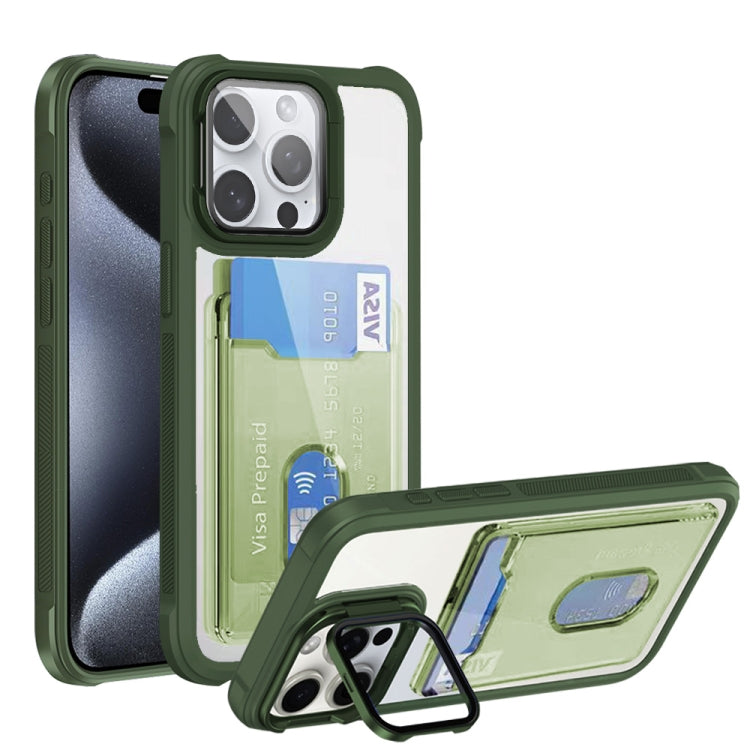 For iPhone 15 Pro Max Card Bag Holder Acrylic Hybrid TPU Phone Case