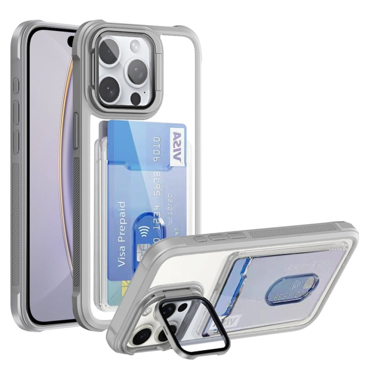 For iPhone 16 Pro Card Bag Holder Acrylic Hybrid TPU Phone Case