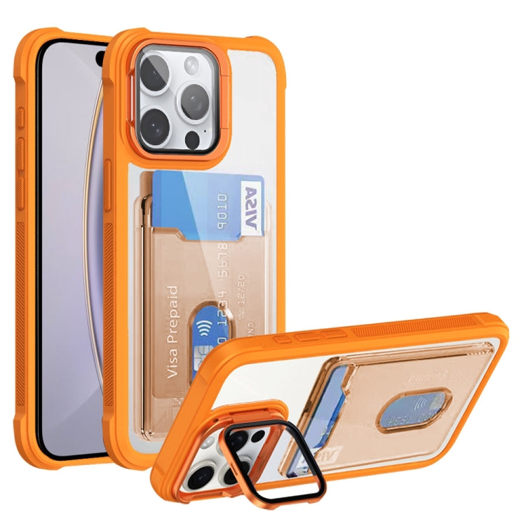 For iPhone 16 Pro Card Bag Holder Acrylic Hybrid TPU Phone Case