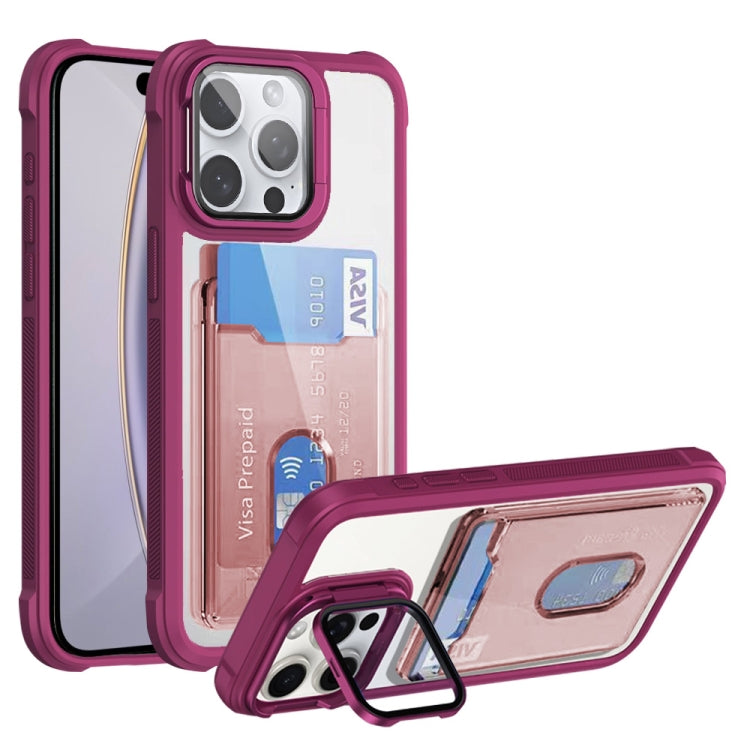 For iPhone 16 Pro Card Bag Holder Acrylic Hybrid TPU Phone Case