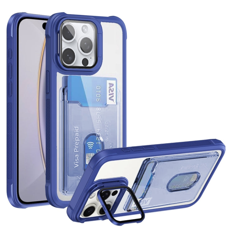 For iPhone 16 Pro Card Bag Holder Acrylic Hybrid TPU Phone Case