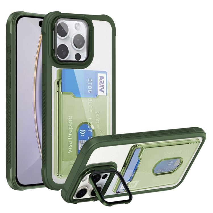 For iPhone 16 Pro Card Bag Holder Acrylic Hybrid TPU Phone Case