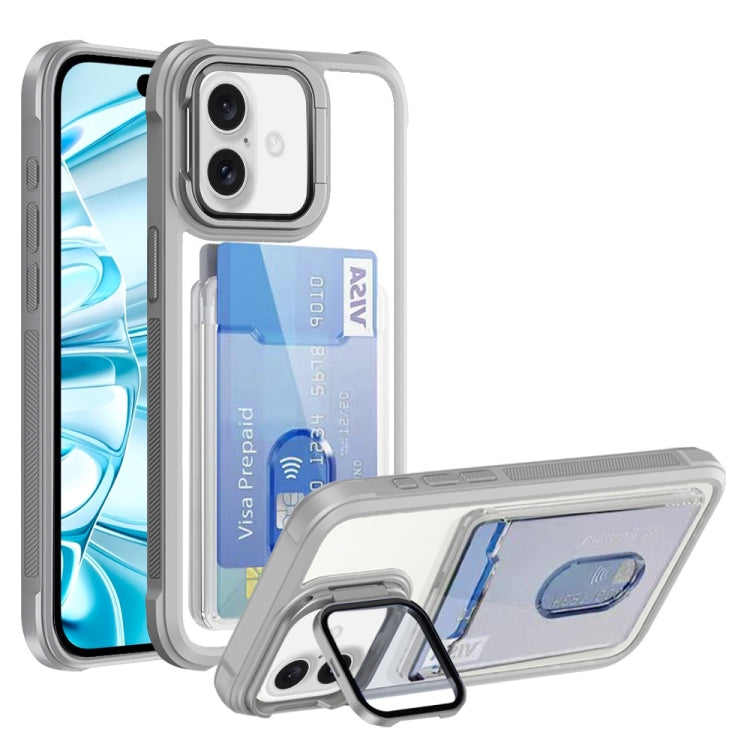 For iPhone 16 Card Bag Holder Acrylic Hybrid TPU Phone Case