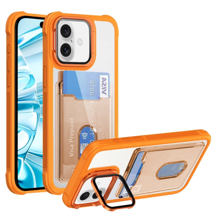For iPhone 16 Card Bag Holder Acrylic Hybrid TPU Phone Case