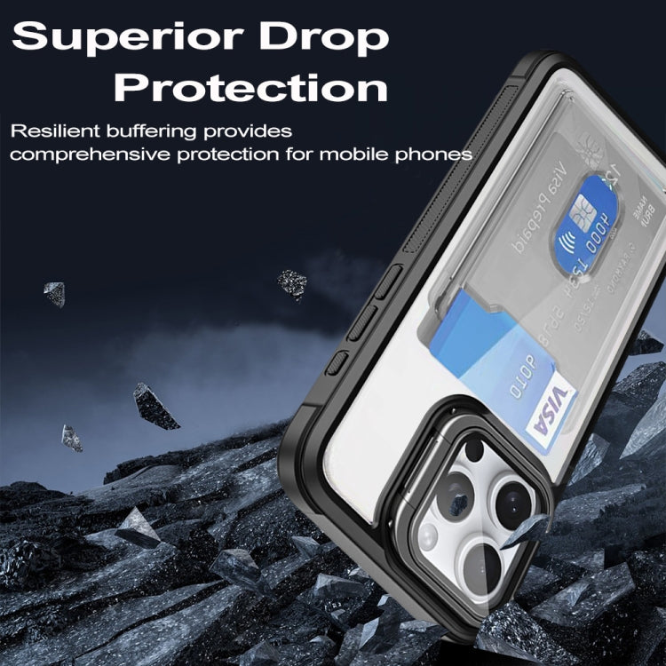 For iPhone 15 Card Bag Holder Acrylic Hybrid TPU Phone Case