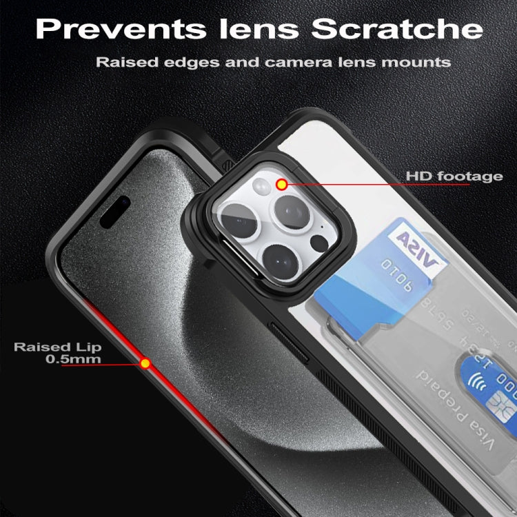 For iPhone 15 Card Bag Holder Acrylic Hybrid TPU Phone Case