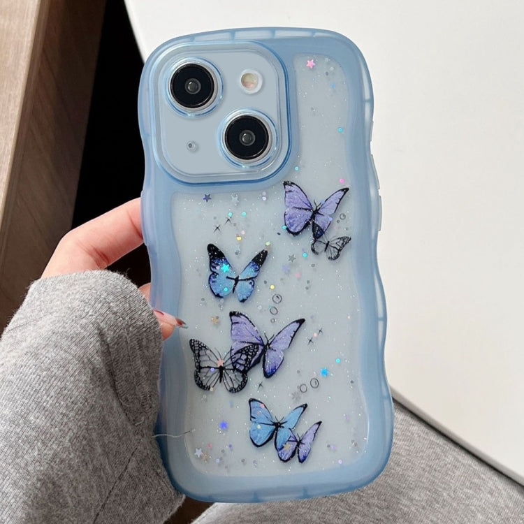 For iPhone 14 Wave Edge Butterfly TPU Hybrid PC Phone Case