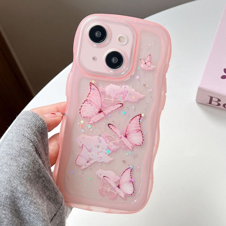 For iPhone 14 Wave Edge Butterfly TPU Hybrid PC Phone Case