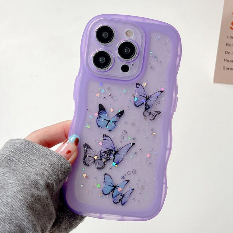 For iPhone 13 Pro Max Wave Edge Butterfly TPU Hybrid PC Phone Case
