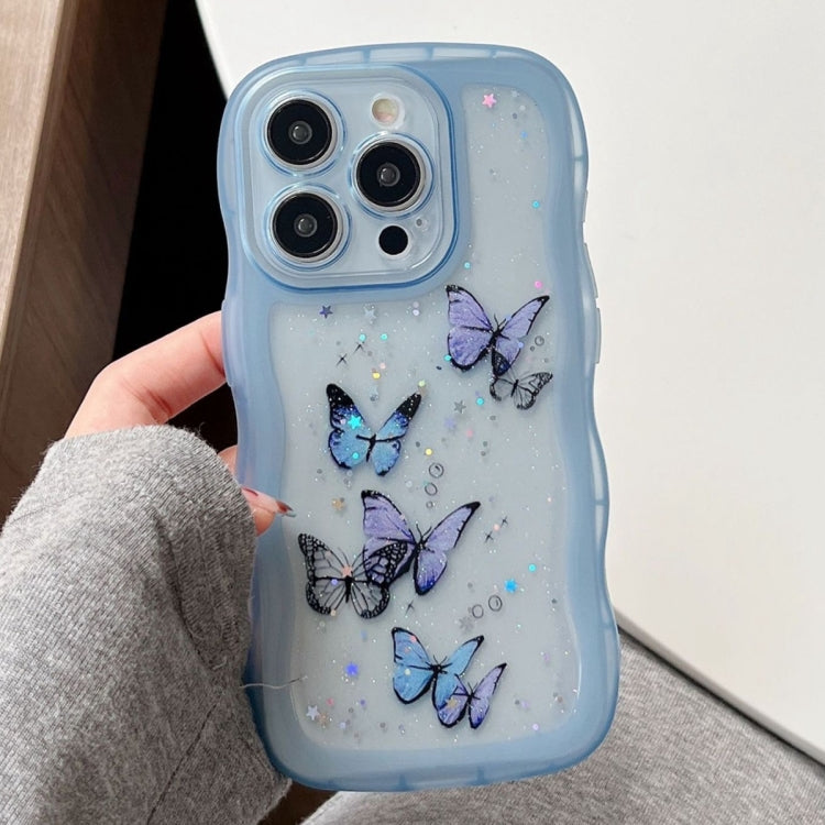 For iPhone 12 Pro Wave Edge Butterfly TPU Hybrid PC Phone Case