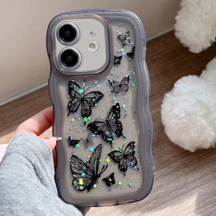 For iPhone 11 Wave Edge Butterfly TPU Hybrid PC Phone Case