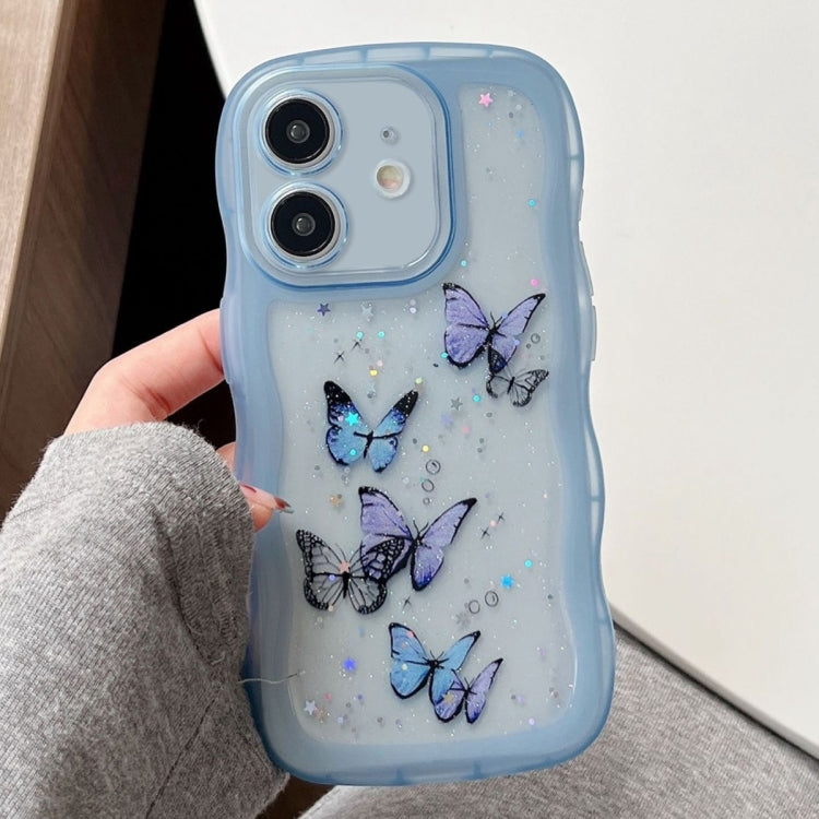 For iPhone 11 Wave Edge Butterfly TPU Hybrid PC Phone Case