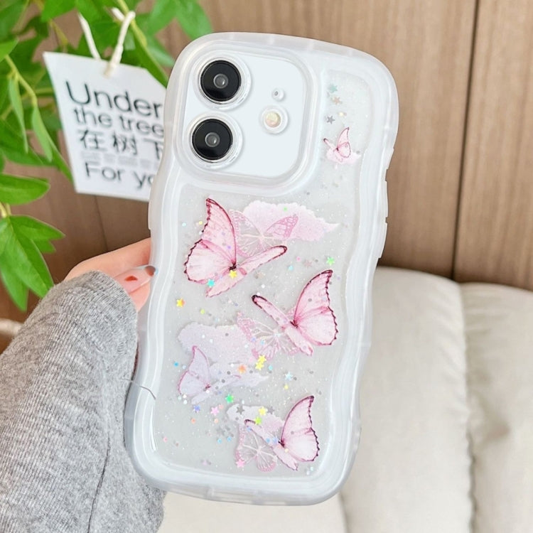 For iPhone 11 Wave Edge Butterfly TPU Hybrid PC Phone Case