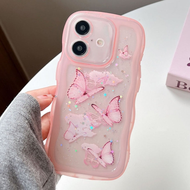 For iPhone 16 Plus Wave Edge Butterfly TPU Hybrid PC Phone Case