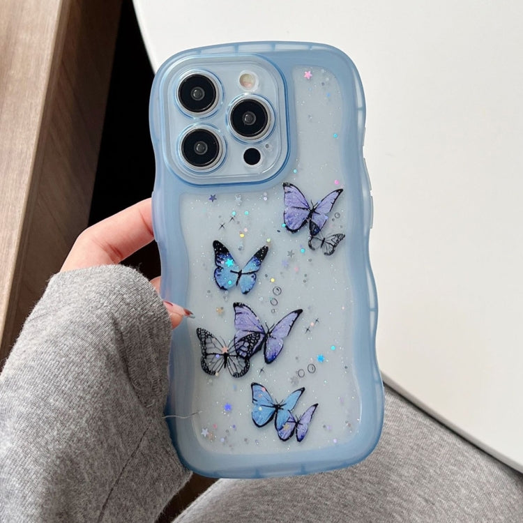 For iPhone 16 Pro Max Wave Edge Butterfly TPU Hybrid PC Phone Case