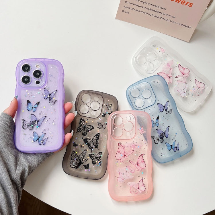 For iPhone 12 Pro Max Wave Edge Butterfly TPU Hybrid PC Phone Case