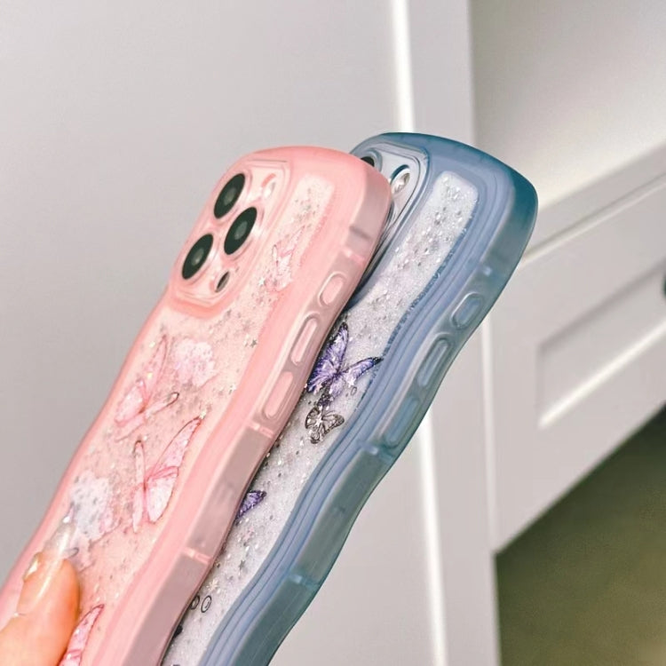 For iPhone 12 Pro Max Wave Edge Butterfly TPU Hybrid PC Phone Case
