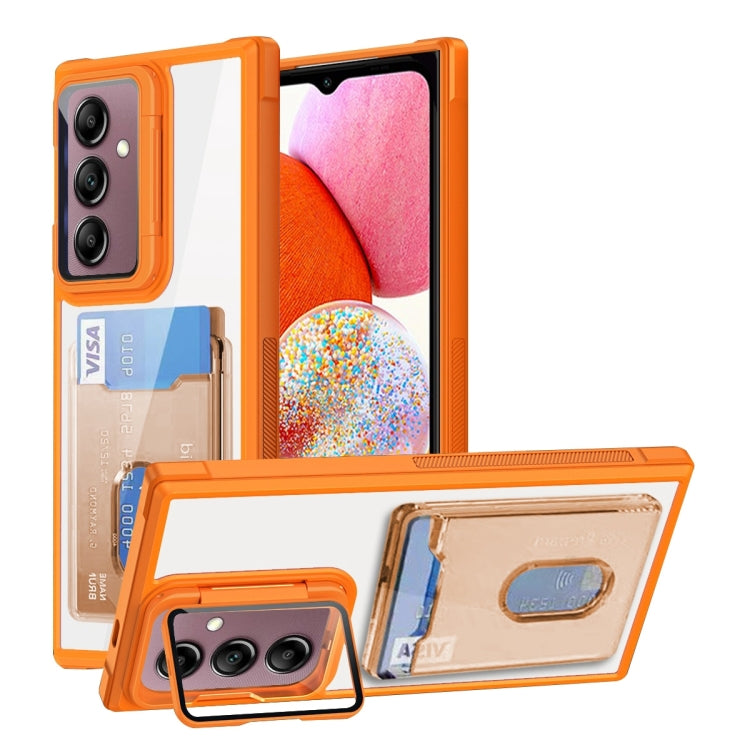 For Samsung Galaxy A14 4G Card Bag Holder Acrylic Hybrid TPU Phone Case