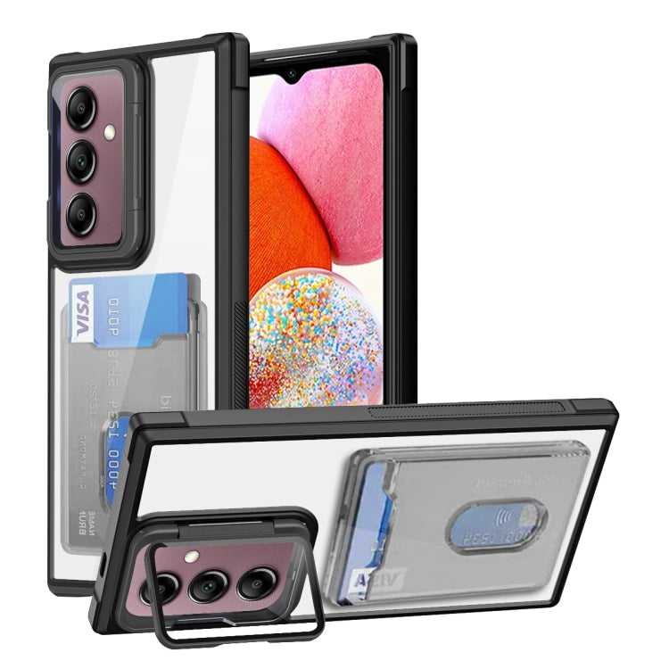For Samsung Galaxy A14 4G Card Bag Holder Acrylic Hybrid TPU Phone Case