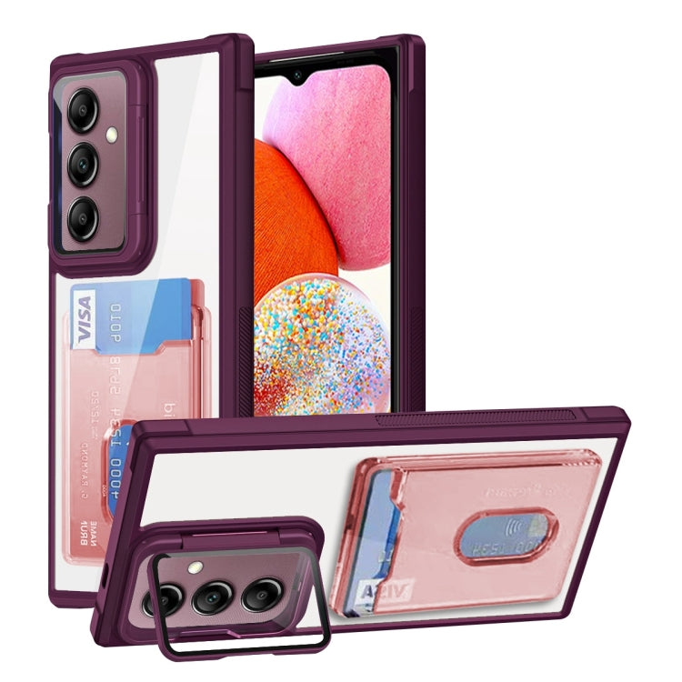 For Samsung Galaxy A14 4G Card Bag Holder Acrylic Hybrid TPU Phone Case