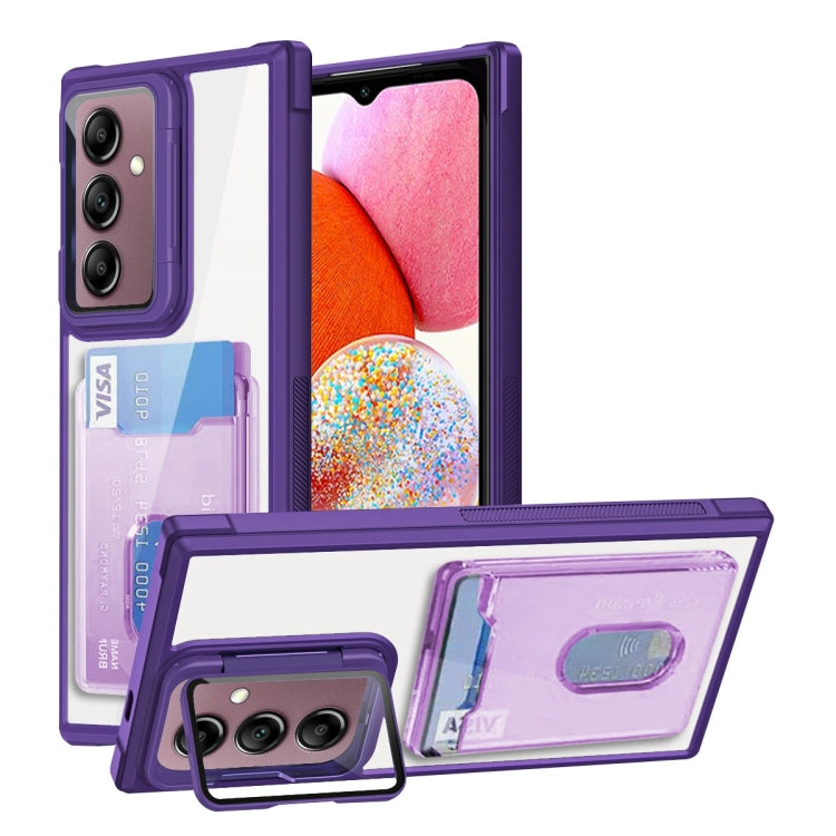 For Samsung Galaxy A14 4G Card Bag Holder Acrylic Hybrid TPU Phone Case