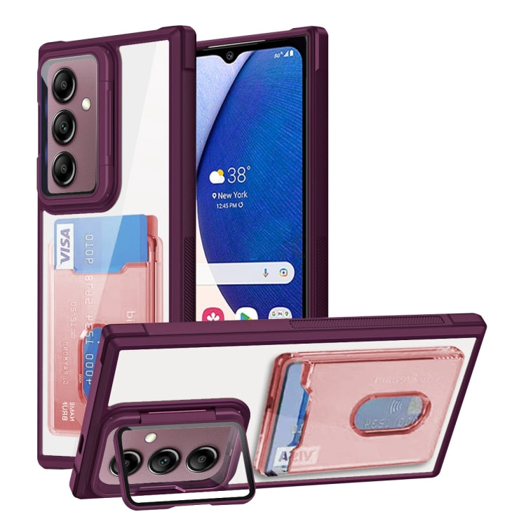 For Samsung Galaxy A14 5G Card Bag Holder Acrylic Hybrid TPU Phone Case