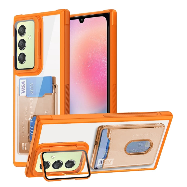 For Samsung Galaxy A24 Card Bag Holder Acrylic Hybrid TPU Phone Case