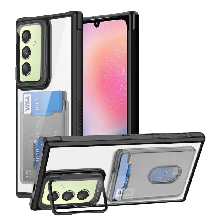 For Samsung Galaxy A24 Card Bag Holder Acrylic Hybrid TPU Phone Case