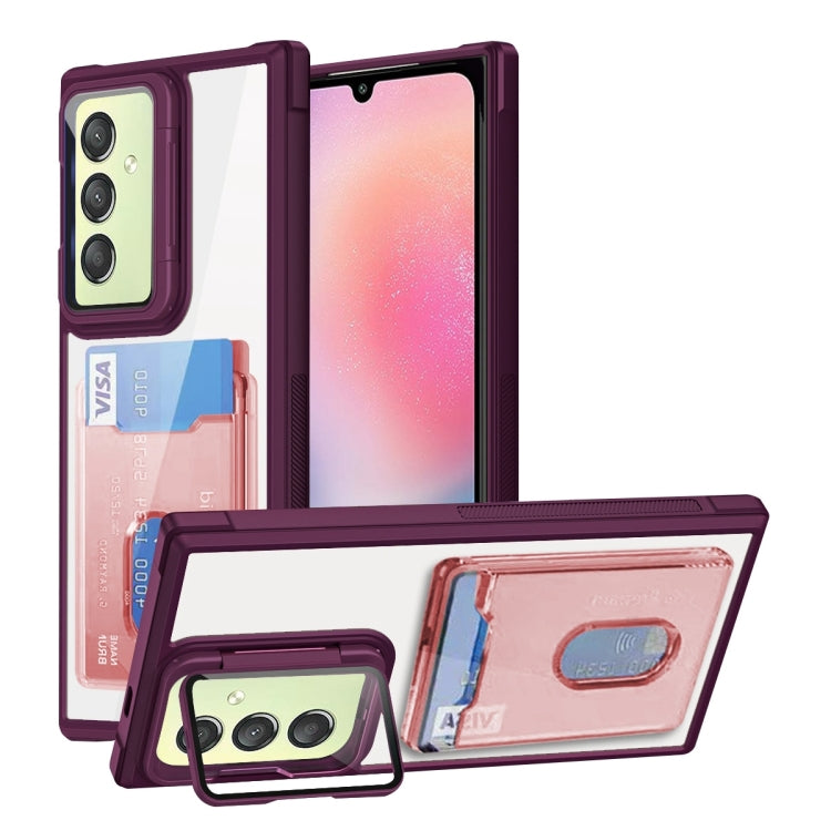 For Samsung Galaxy A24 Card Bag Holder Acrylic Hybrid TPU Phone Case