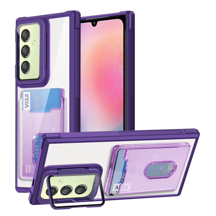 For Samsung Galaxy A24 Card Bag Holder Acrylic Hybrid TPU Phone Case