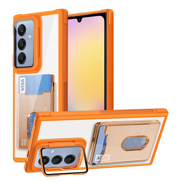 For Samsung Galaxy A25 Global Card Bag Holder Acrylic Hybrid TPU Phone Case