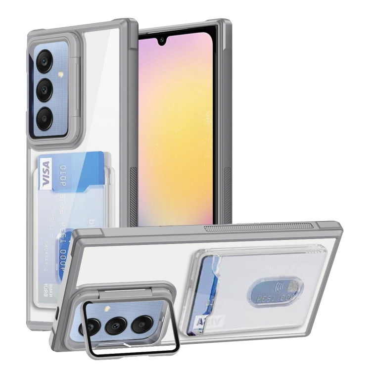 For Samsung Galaxy A25 Global Card Bag Holder Acrylic Hybrid TPU Phone Case