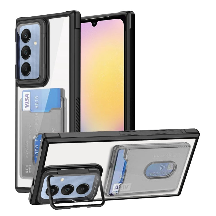 For Samsung Galaxy A25 Global Card Bag Holder Acrylic Hybrid TPU Phone Case