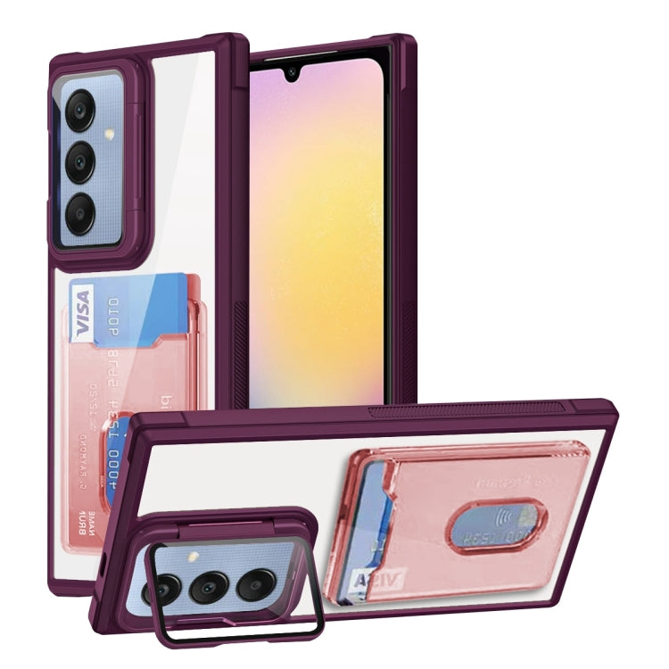 For Samsung Galaxy A25 Global Card Bag Holder Acrylic Hybrid TPU Phone Case