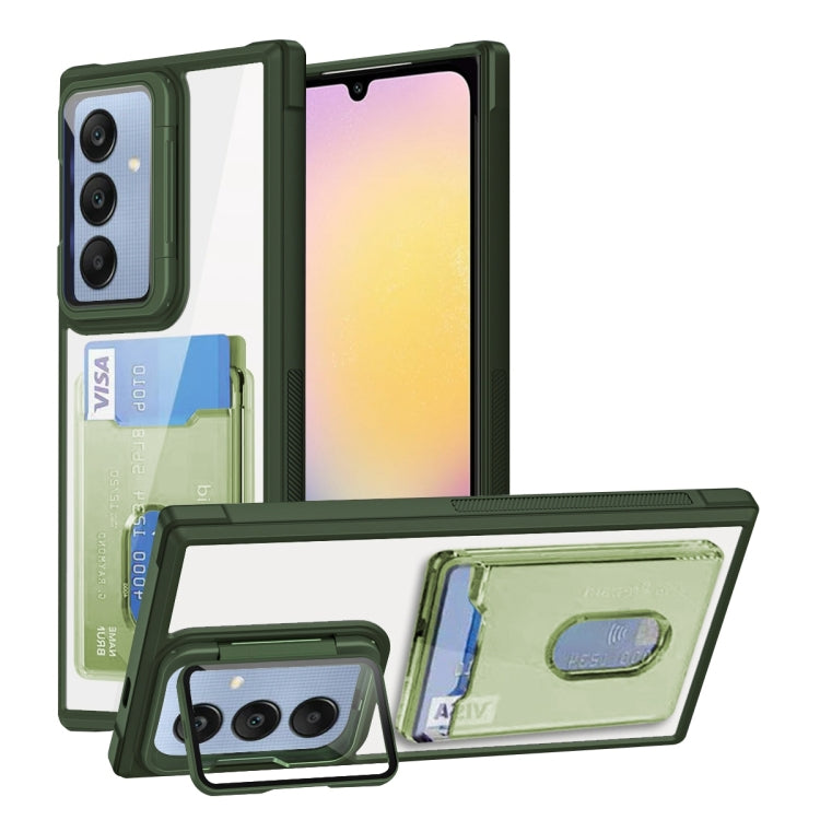 For Samsung Galaxy A25 Global Card Bag Holder Acrylic Hybrid TPU Phone Case