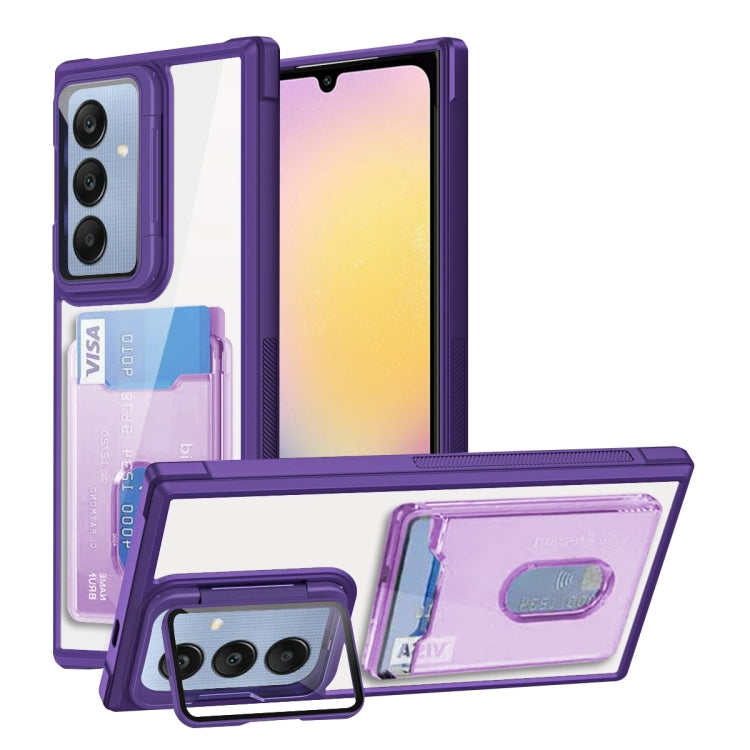 For Samsung Galaxy A25 Global Card Bag Holder Acrylic Hybrid TPU Phone Case