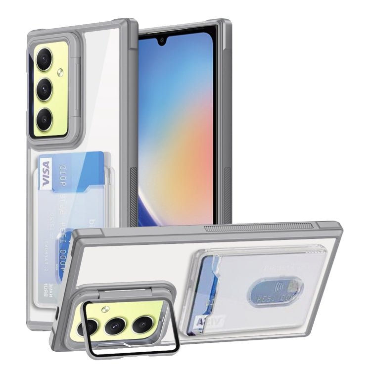 For Samsung Galaxy A34 Global Card Bag Holder Acrylic Hybrid TPU Phone Case