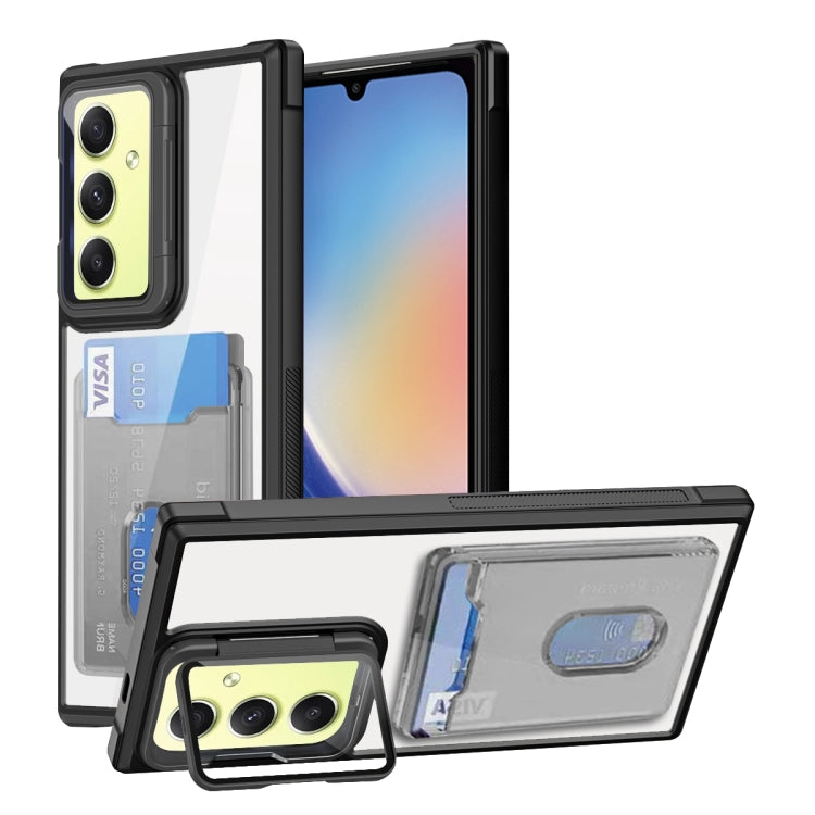 For Samsung Galaxy A34 Global Card Bag Holder Acrylic Hybrid TPU Phone Case