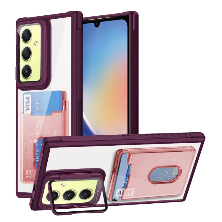 For Samsung Galaxy A34 Global Card Bag Holder Acrylic Hybrid TPU Phone Case