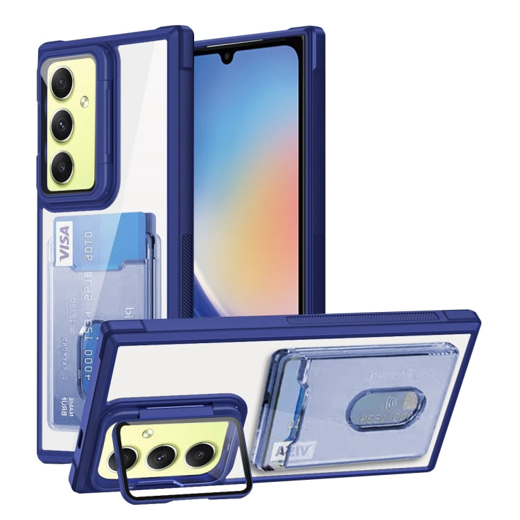 For Samsung Galaxy A34 Global Card Bag Holder Acrylic Hybrid TPU Phone Case