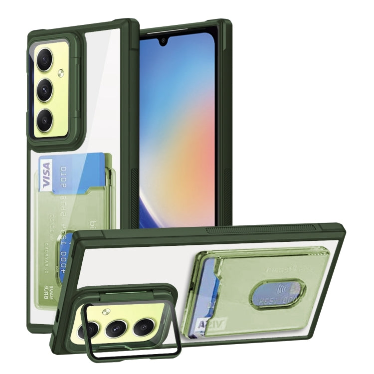 For Samsung Galaxy A34 Global Card Bag Holder Acrylic Hybrid TPU Phone Case