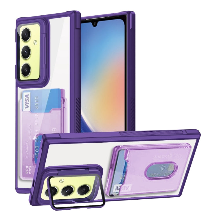 For Samsung Galaxy A34 Global Card Bag Holder Acrylic Hybrid TPU Phone Case