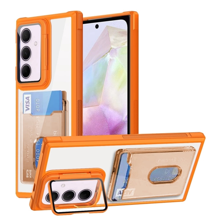 For Samsung Galaxy A35 Global Card Bag Holder Acrylic Hybrid TPU Phone Case