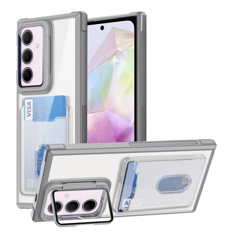 For Samsung Galaxy A35 Global Card Bag Holder Acrylic Hybrid TPU Phone Case