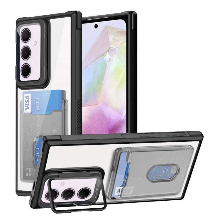 For Samsung Galaxy A35 Global Card Bag Holder Acrylic Hybrid TPU Phone Case