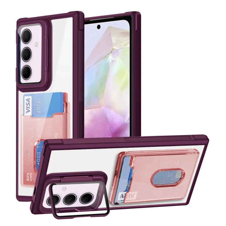 For Samsung Galaxy A35 Global Card Bag Holder Acrylic Hybrid TPU Phone Case