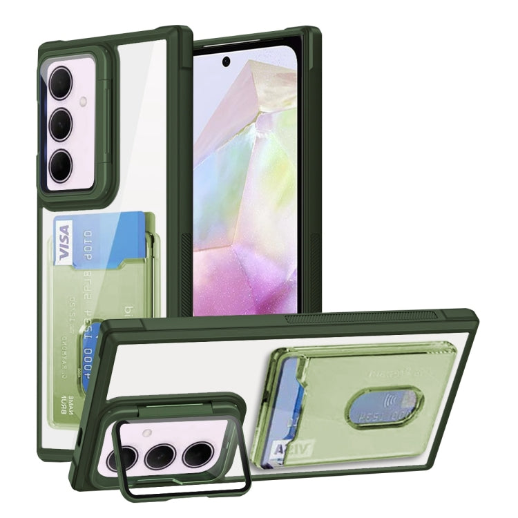 For Samsung Galaxy A35 Global Card Bag Holder Acrylic Hybrid TPU Phone Case