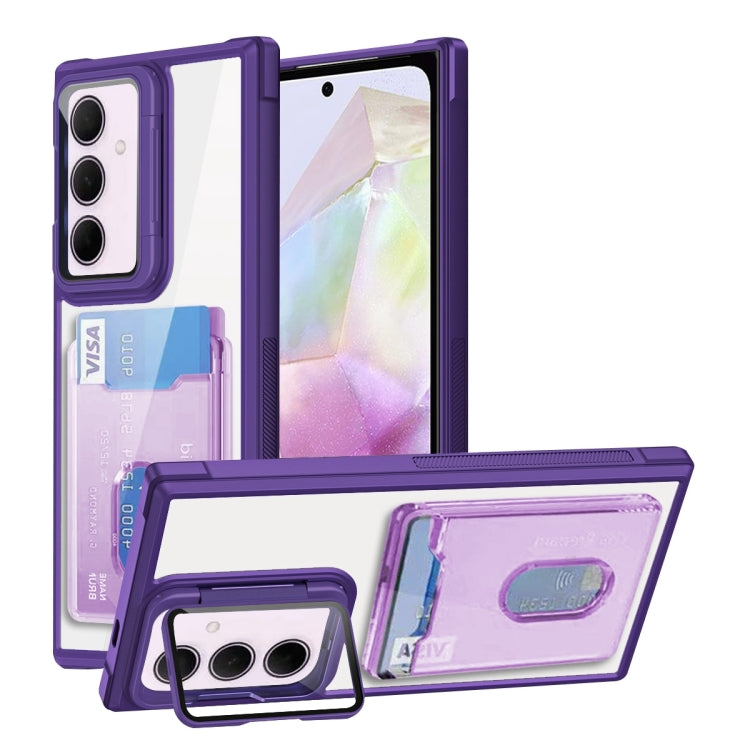 For Samsung Galaxy A35 Global Card Bag Holder Acrylic Hybrid TPU Phone Case